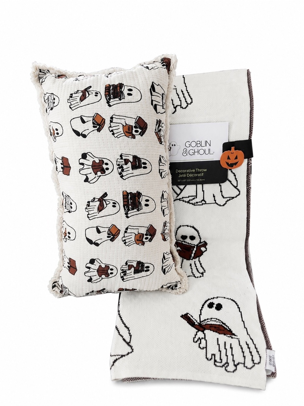Goblin & Ghoul Ghost Print Decorative Throw Pillow and Throw
